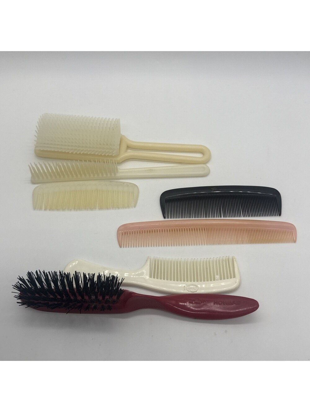 Vintage Hair Brush Comb Lot Tupperware Goody Howard 77 Toni Nylon Retro 7pc